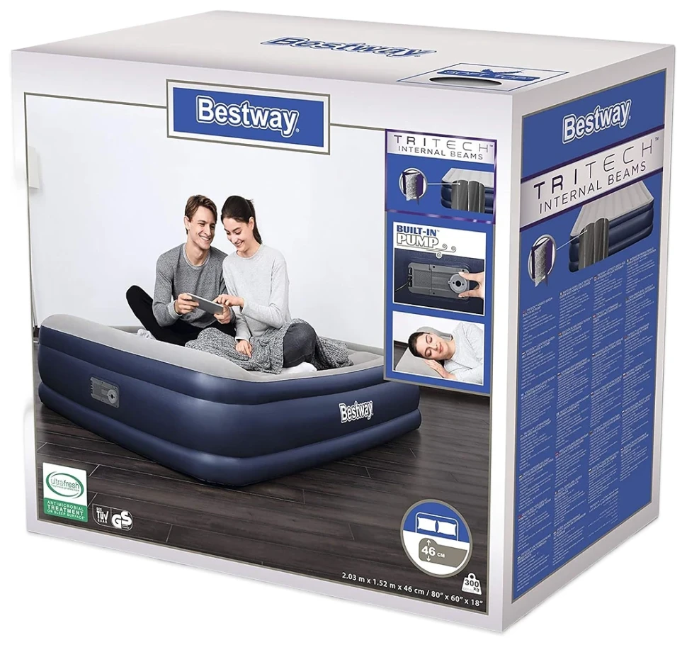 Надувная кровать Bestway 67630 (203x152x46) c встроенным насосом