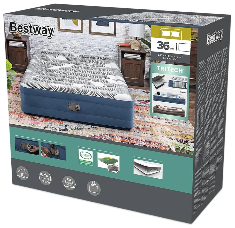 Надувная кровать Bestway 6712Y (203x152x36) c встроенным насосом