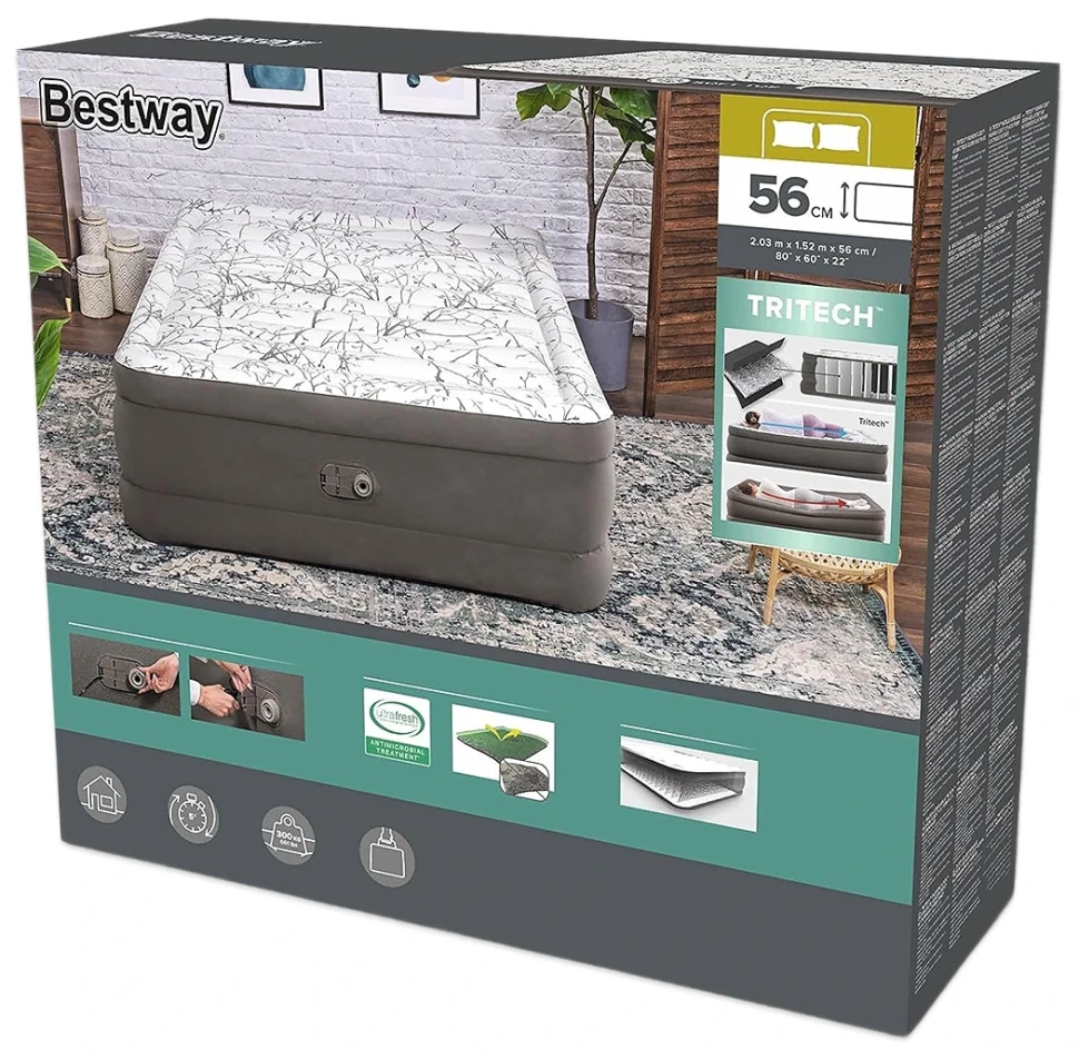 Надувная кровать Bestway 6713E (203x152x56) c встроенным насосом