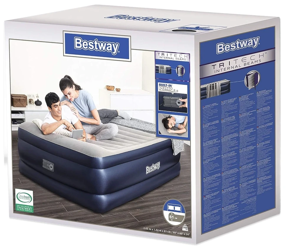 Надувная кровать Bestway 67690 (203x152x61) c встроенным насосом