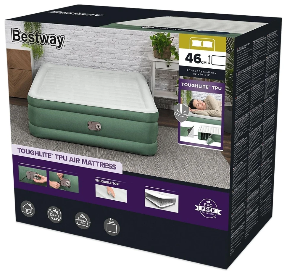 Надувная кровать Bestway 69646 (203x152x46) c встроенным насосом