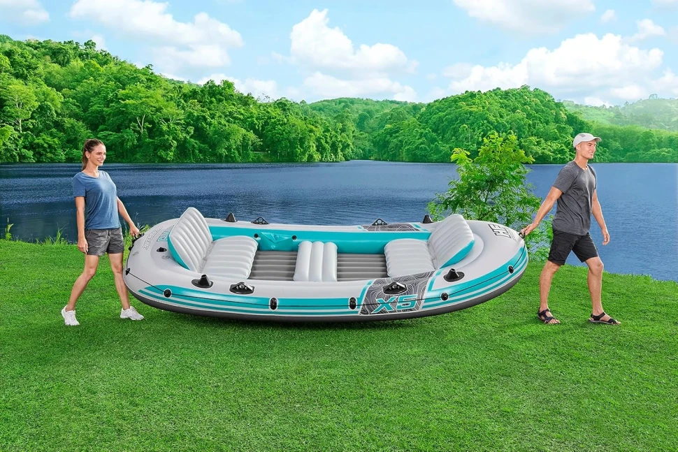 Човен надувний Bestway 65159 Adventure Elite X5 (364x166 см) весла, насос